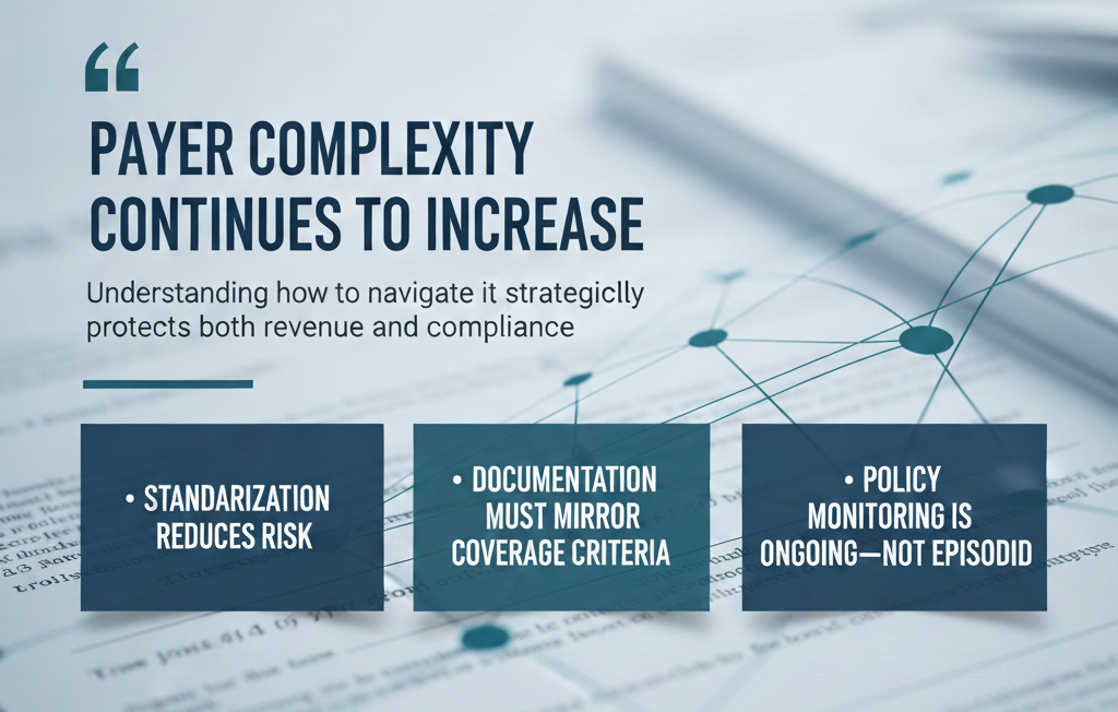 DME revenue cycle expert discussing strategies for navigating complex payer policies and documentation alignment
